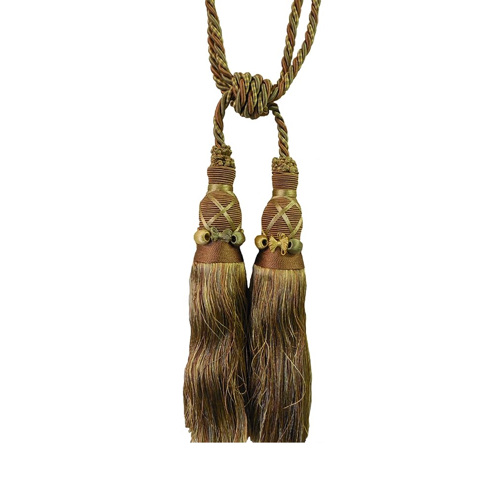 2 Pack Luxury Double Tassel Curtain Tieback, 28 in Total Length β Handcrafted Decorative Rope Holdback for Drapes & Home Interior Styling E2530