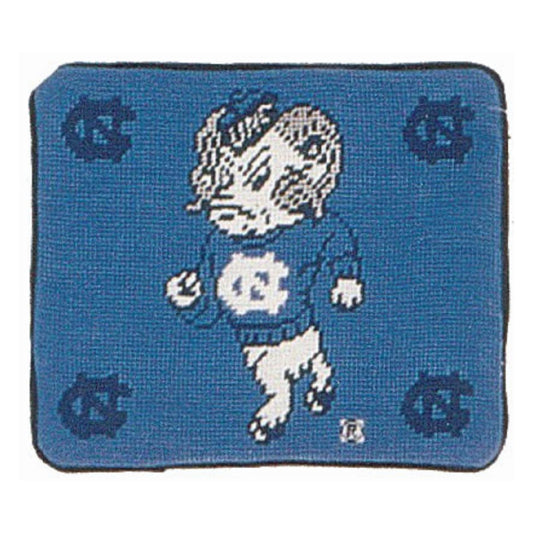 Handmade Wool Needlepoint Pillow Cover - Decorative Throw Cushion Cover - Vintage Floral Embroidery DesignU of NC Tar Heels