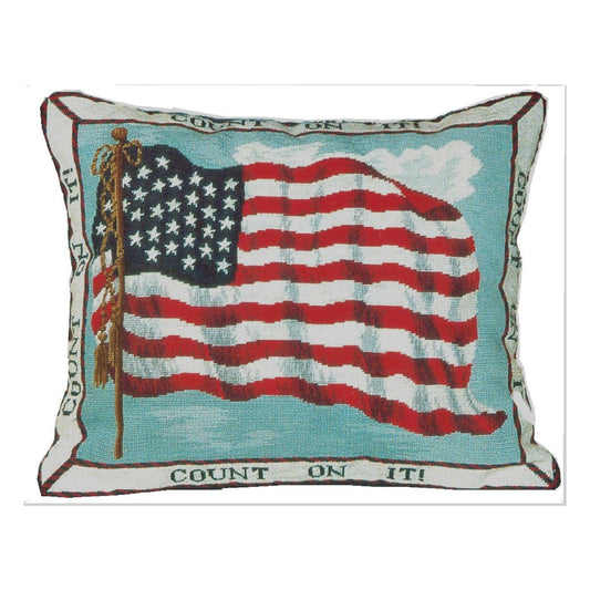 Handmade Wool Needlepoint Pillow Cover - Decorative Throw Cushion Cover - Vintage Floral Embroidery Design USA flag withCount On It
