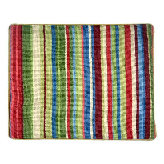 Handmade Wool Needlepoint Pillow Cover - Decorative Throw Cushion Cover - Vintage Floral Embroidery Design water fall in green, red, sand, blue