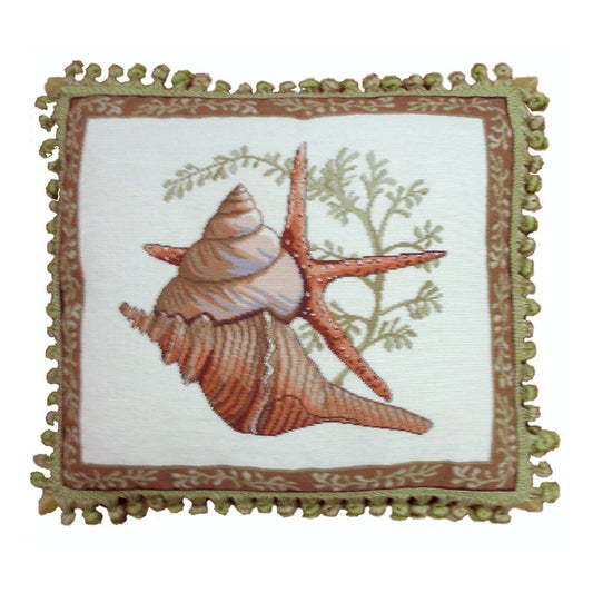 Handmade Wool Needlepoint Pillow Cover - Decorative Throw Cushion Cover - Vintage Floral Embroidery Design Wendy Russells shell -2 with tassel