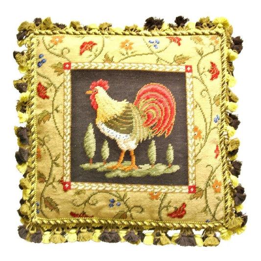 Handmade Wool Needlepoint Pillow Cover - Decorative Throw Cushion Cover - Vintage Floral Embroidery Design Sudi McCollums design II