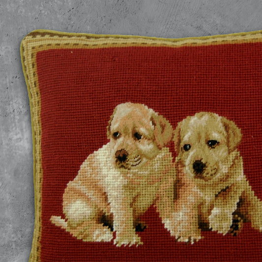 Handmade Wool Needlepoint Pillow Cover - Decorative Throw Cushion Cover - Vintage Floral Embroidery Design on 2 pappies head rest grosspoint