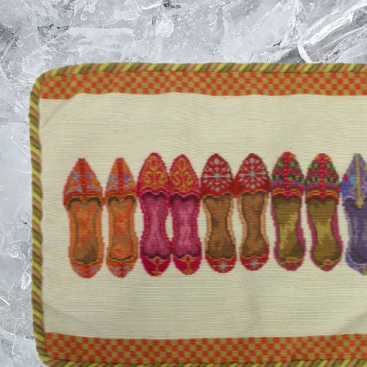 Handmade Wool Needlepoint Pillow Cover - Decorative Throw Cushion Cover - Vintage Floral Embroidery Design 5 pairs shoes with cording