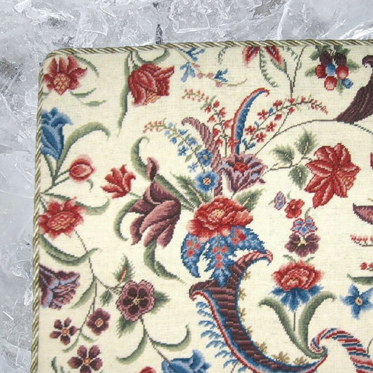 Handmade Wool Needlepoint Pillow Cover - Decorative Throw Cushion Cover - Vintage Floral Embroidery Design tropical floral with cording