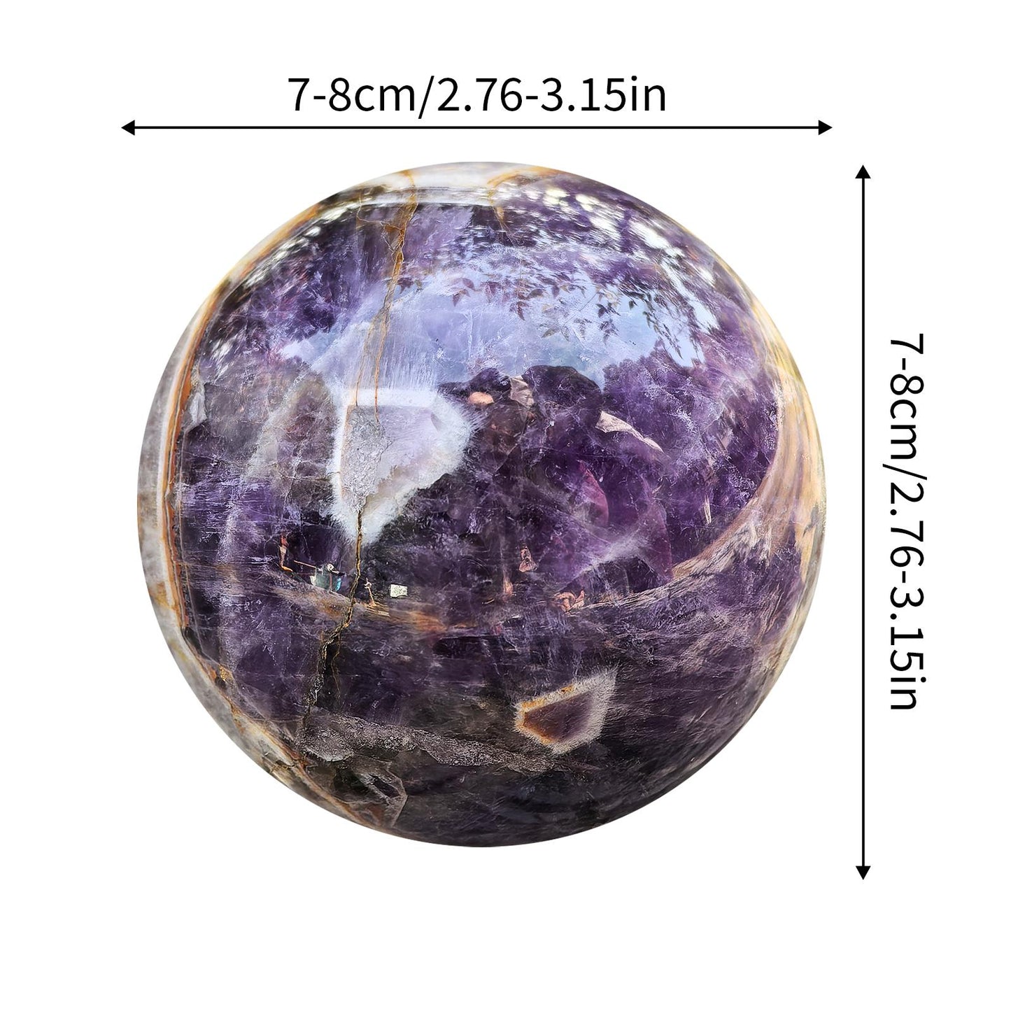 3-Inch Dream Amethyst Crystal Ball - Natural Polished Gemstone Sphere | Energy Healing, Meditation & Feng Shui Décor | Purple Room Decor