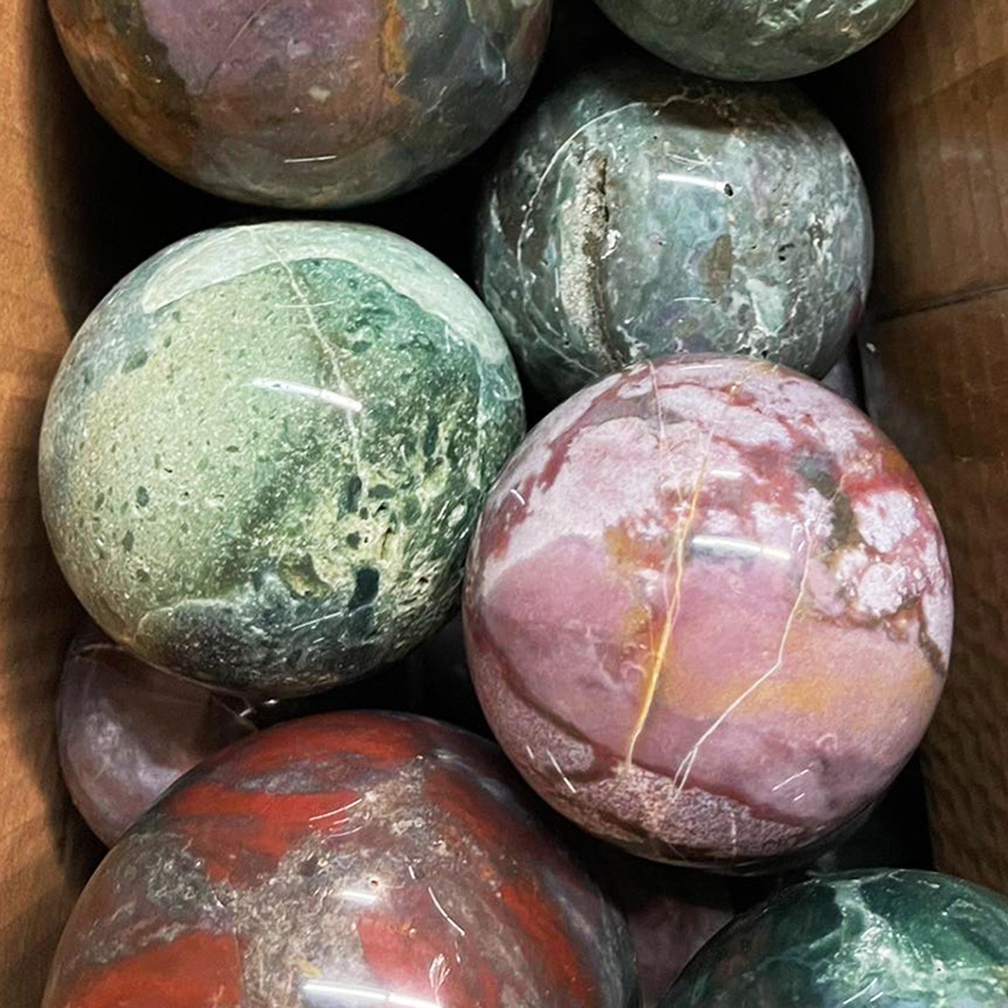 3-Inch Ocean Jasper Crystal Ball - Hand-Polished Gemstone Sphere | Natural Energy Healing & Feng Shui Décor | Unique Home Decoration Gift