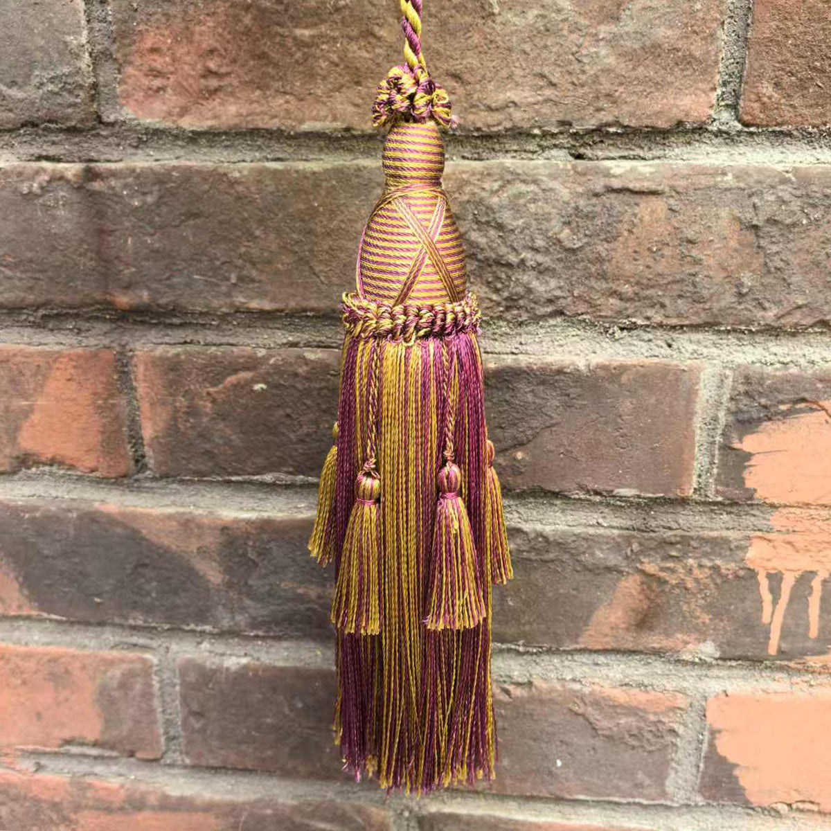 1 Pack Elegant Long Decorative Tassel with Hanging Loop, 15 in Total Length – Luxury Curtain Tieback, Door Handle Ornament, and Home Décor Accessory E96145