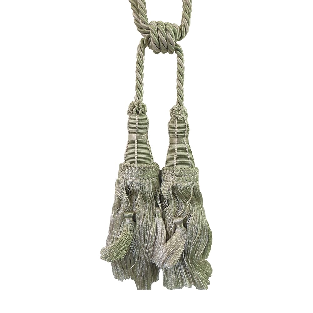 2 Pack Luxury Double Tassel Curtain Tieback, 27 in Total Length – Handcrafted Decorative Rope Holdback for Drapes, Curtains, and Home Décor E97187