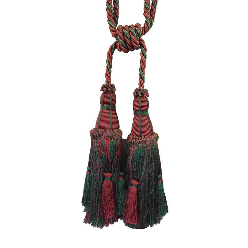 2 Pack Luxury Double Tassel Curtain Tieback, 27 in Total Length – Handcrafted Decorative Rope Holdback for Drapes, Curtains, and Home Décor E97187
