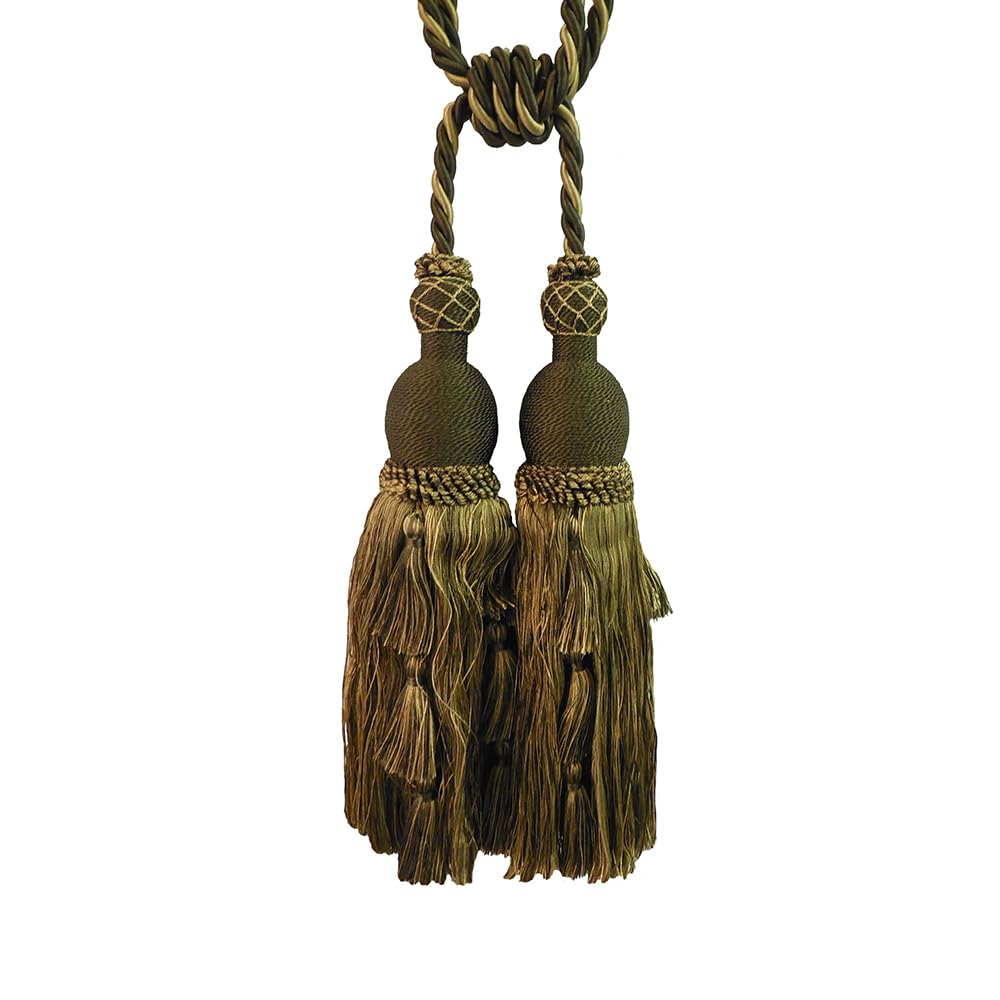 2 Packs Luxury Black & Gold Double Tassel Curtain Tieback, 28 in – Handcrafted Decorative Rope Holdback for Drapes and Home Interior Styling   E2503_B