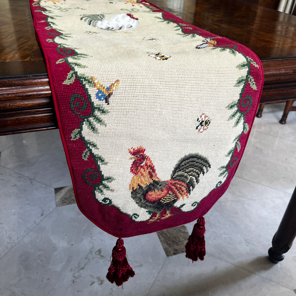 Handmade Embroidered Table Runner – Elegant Table Decor with Delicate Stitching for Dining Tables, Weddings, and Home Decor