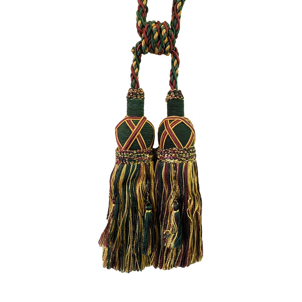 2 Pack Luxury Double Tassel Curtain Tieback, 26 in Total Length – Handcrafted Decorative Rope Holdback for Drapes & Home Interior Styling E1808