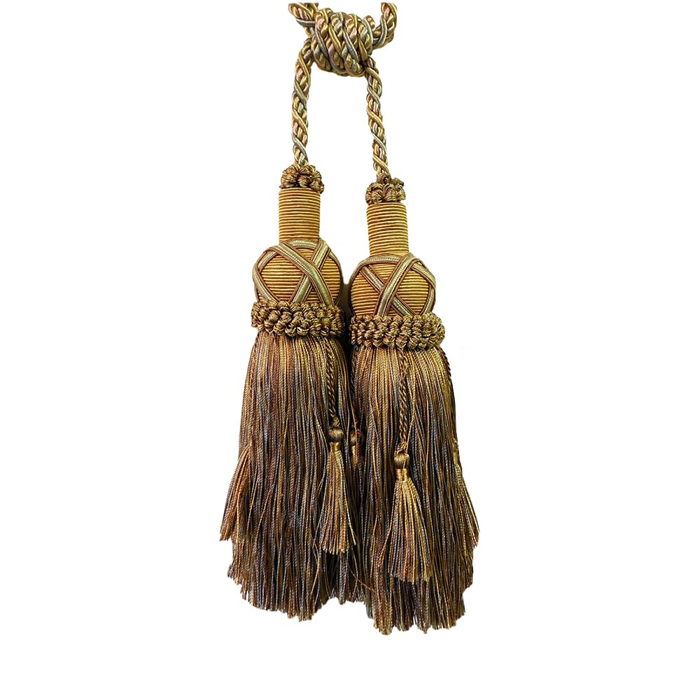 2 Pack Luxury Double Tassel Curtain Tieback, 26 in Total Length – Handcrafted Decorative Rope Holdback for Drapes & Home Interior Styling E1808