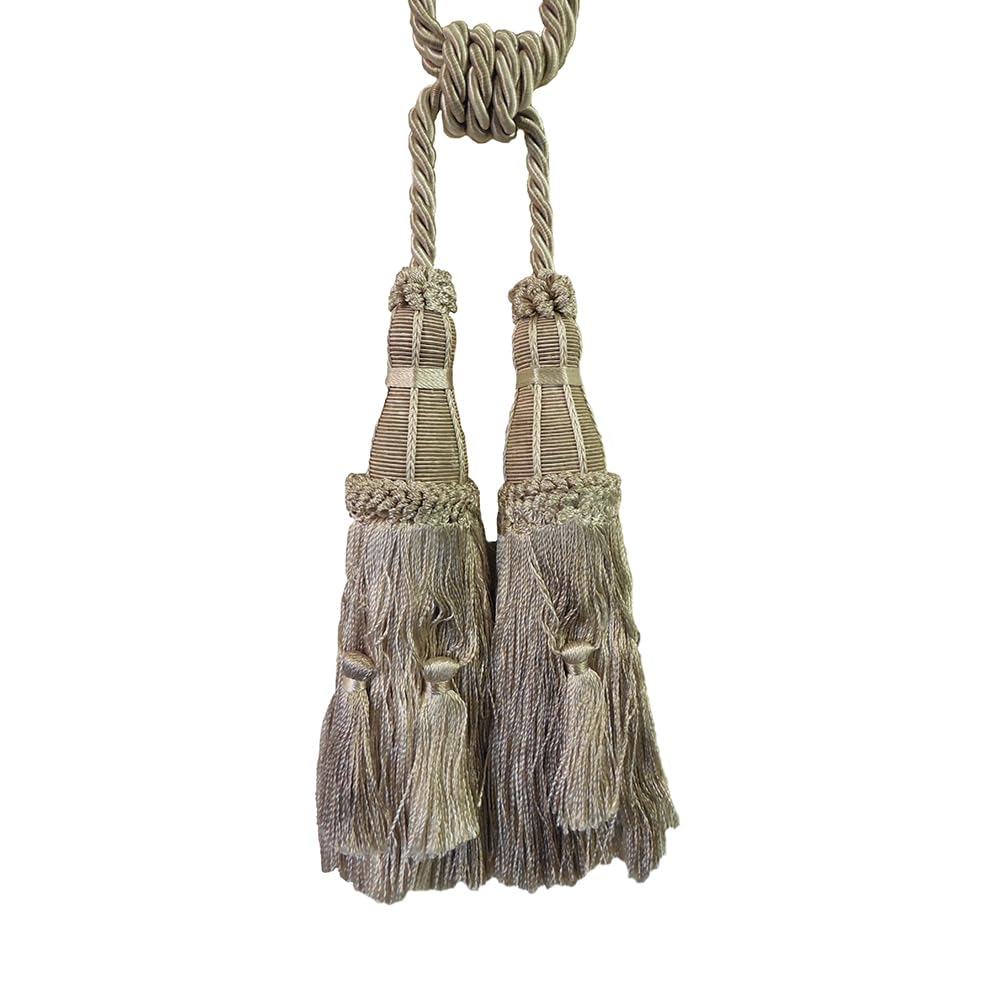 2 Pack Luxury Double Tassel Curtain Tieback, 27 in Total Length – Handcrafted Decorative Rope Holdback for Drapes, Curtains, and Home Décor E97187