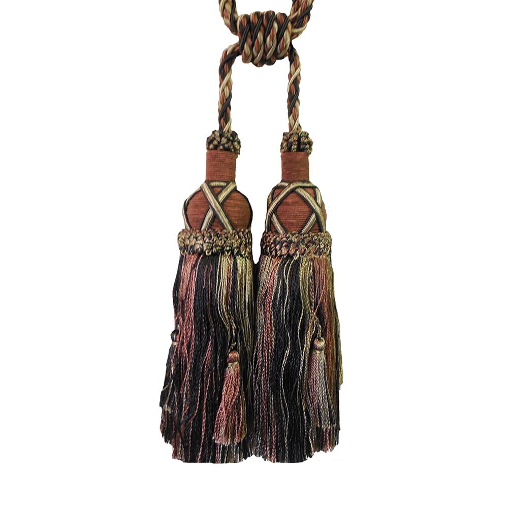 2 Pack Luxury Double Tassel Curtain Tieback, 26 in Total Length – Handcrafted Decorative Rope Holdback for Drapes & Home Interior Styling E1808