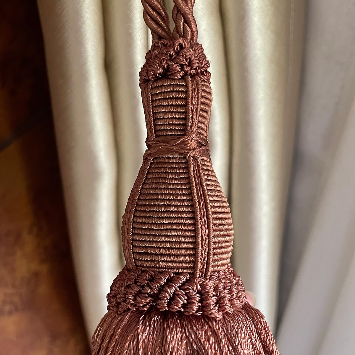 2 Pack Luxury Long Single Tassel Curtain Tieback, 36 in Total Length – Elegant Decorative Rope Holdback for Drapes and Home Décor E96295_A