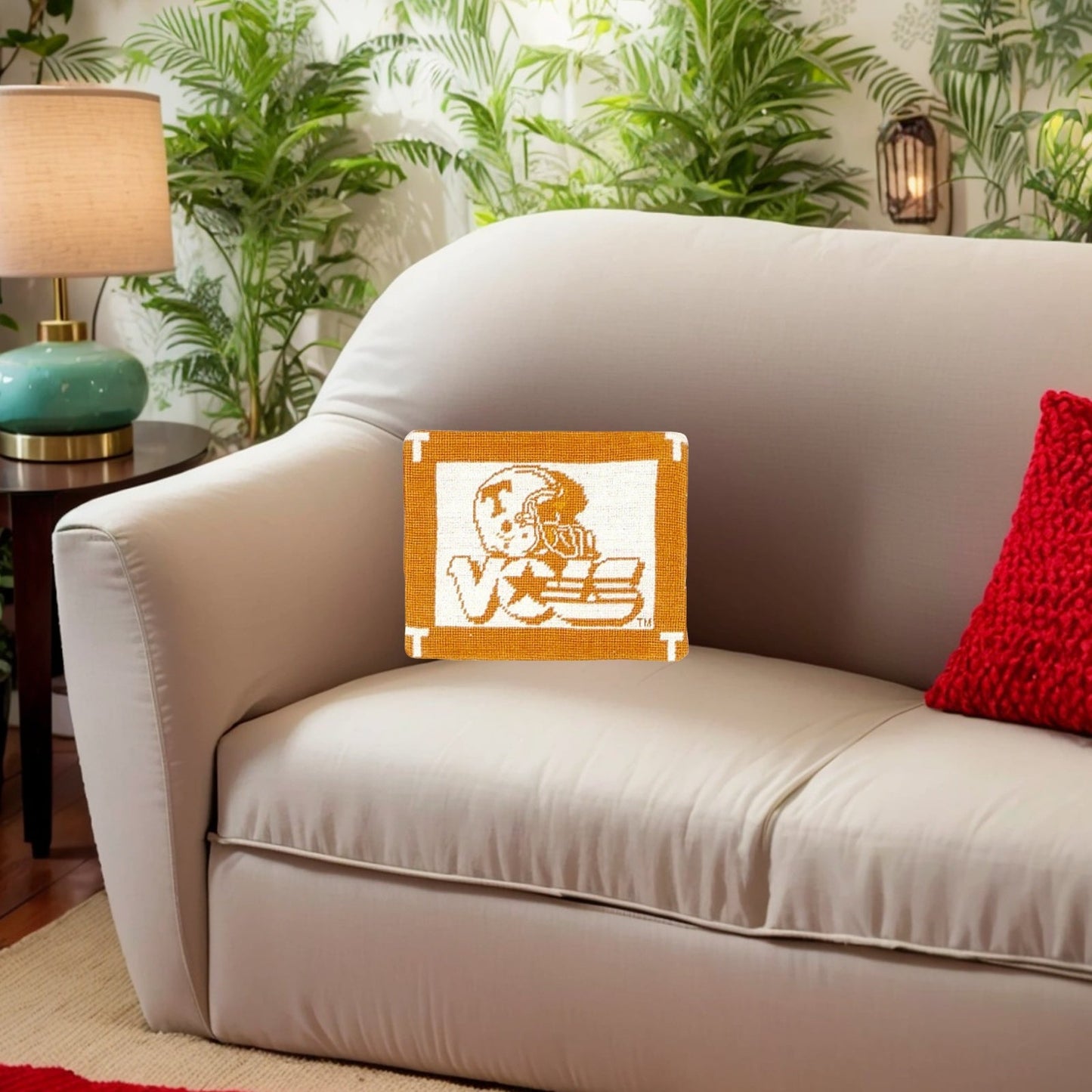 Handmade Wool Needlepoint Pillow Cover - Decorative Throw Cushion Cover - Vintage Floral Embroidery Design Tennessee