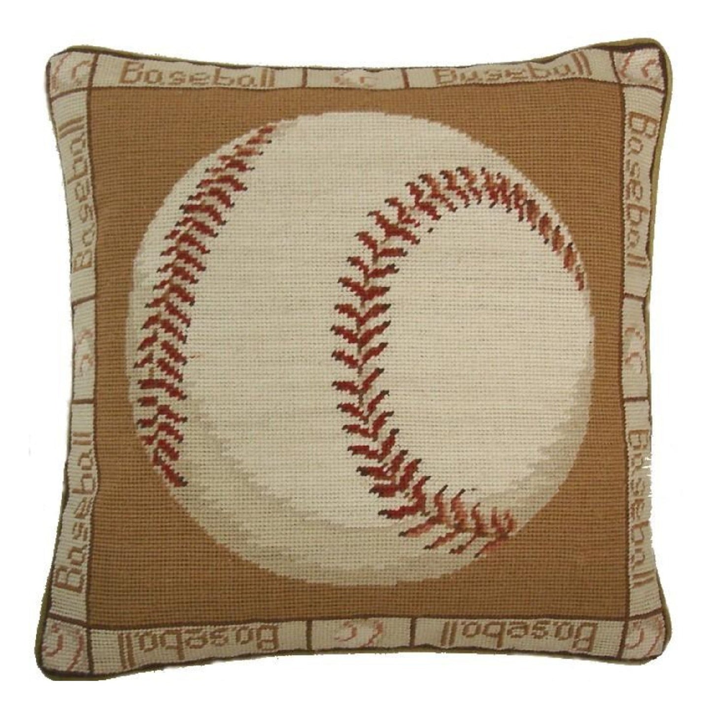Handmade Wool Needlepoint Pillow Cover - Decorative Throw Cushion Cover - Vintage Floral Embroidery Design baseball