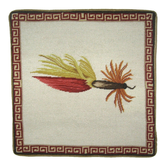 Handmade Wool Needlepoint Pillow Cover - Decorative Throw Cushion Cover - Vintage Floral Embroidery Design Fienst  red-yellow fish-hook