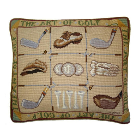Handmade Wool Needlepoint Pillow Cover - Decorative Throw Cushion Cover - Vintage Floral Embroidery Design James Wienss designThe art of golf, &