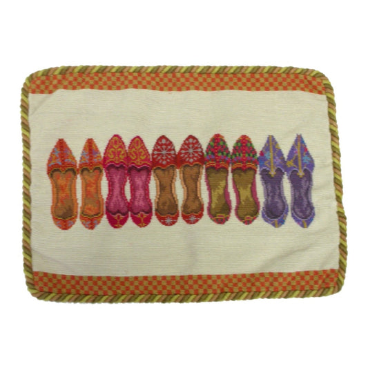 Handmade Wool Needlepoint Pillow Cover - Decorative Throw Cushion Cover - Vintage Floral Embroidery Design  5 pairs shoes with cording