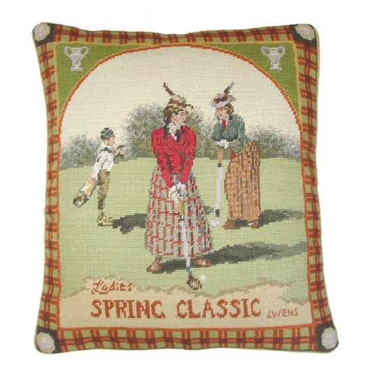 Handmade Wool Needlepoint Pillow Cover - Decorative Throw Cushion Cover - Vintage Floral Embroidery Design James Wiens Spring Classic women golf