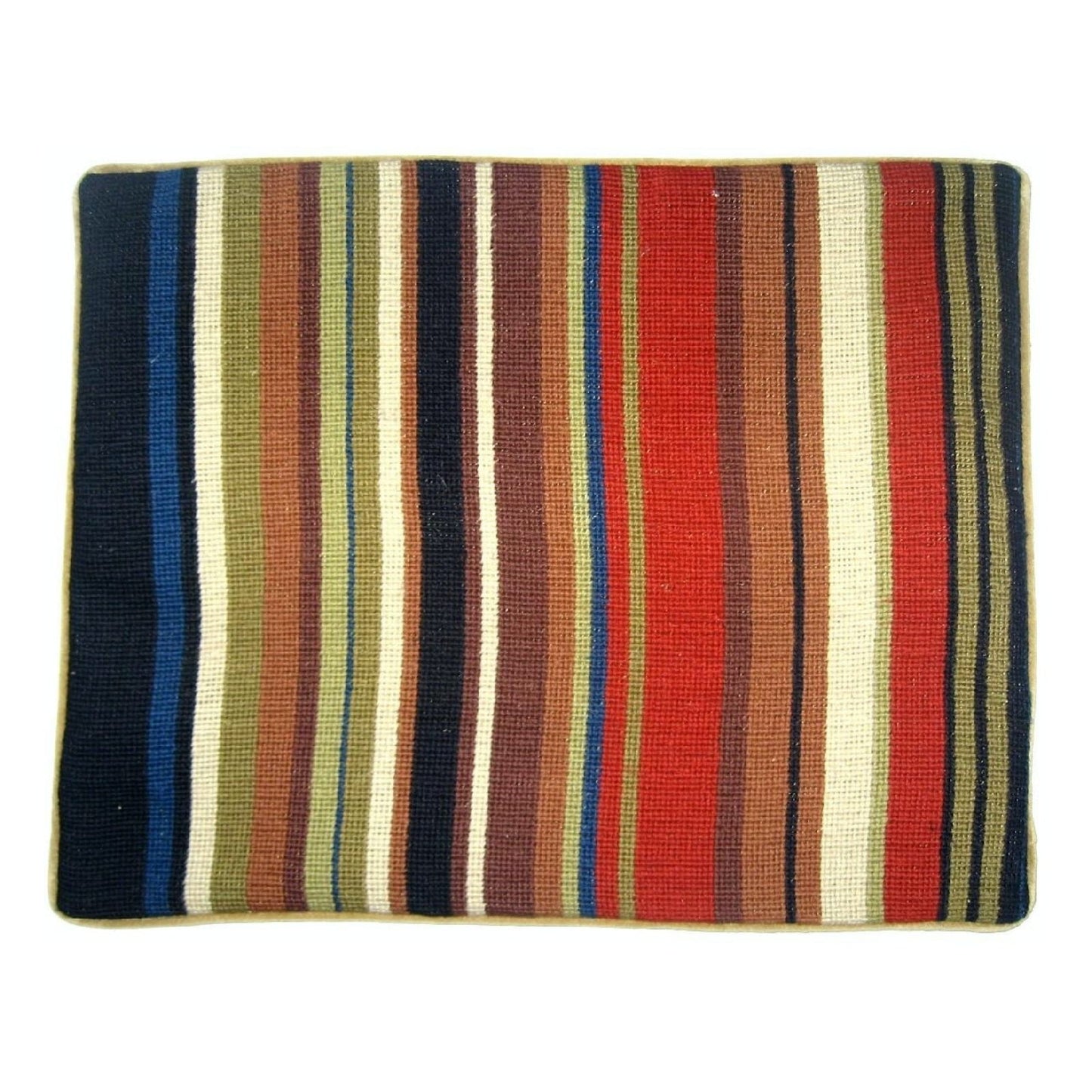 Handmade Wool Needlepoint Pillow Cover - Decorative Throw Cushion Cover - Vintage Floral Embroidery Design autumn rain in red, brown, blue, olive, ivory