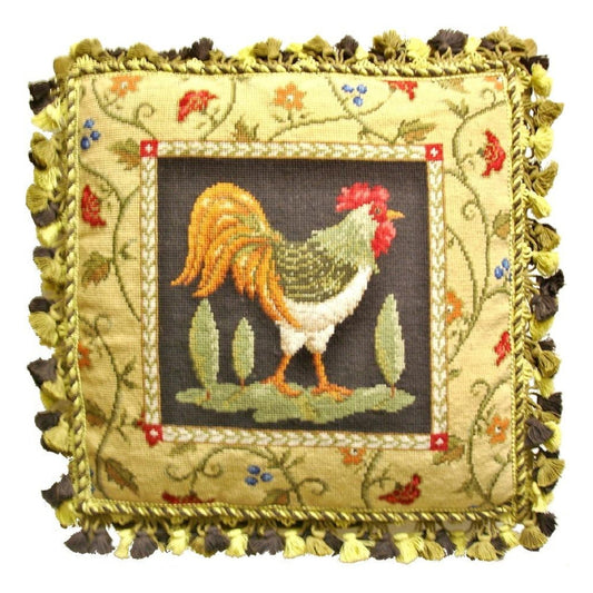 Handmade Wool Needlepoint Pillow Cover - Decorative Throw Cushion Cover - Vintage Floral Embroidery Design Sudi McCollums design I