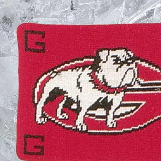 Handmade Wool Needlepoint Pillow Cover - Decorative Throw Cushion Cover - Vintage Floral Embroidery DesignG Bulldog