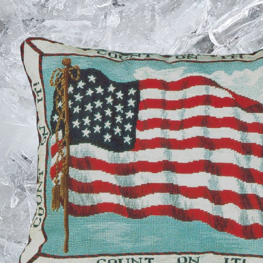 Handmade Wool Needlepoint Pillow Cover - Decorative Throw Cushion Cover - Vintage Floral Embroidery Design  USA flag withCount On It