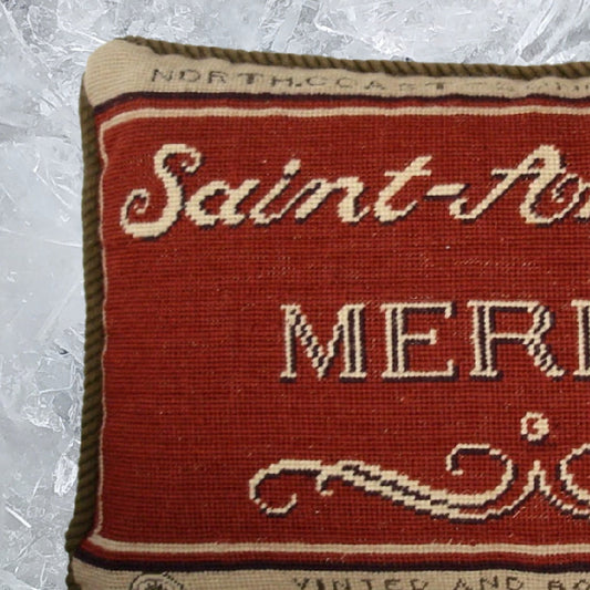 Handmade Wool Needlepoint Pillow Cover - Decorative Throw Cushion Cover - Vintage Floral Embroidery Design with  Angela Staehling designSaint-Arnauld with cording