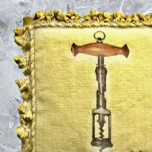 Handmade Wool Needlepoint Pillow Cover - Decorative Throw Cushion Cover - Vintage Floral Embroidery Design wine cork screwer with tassel