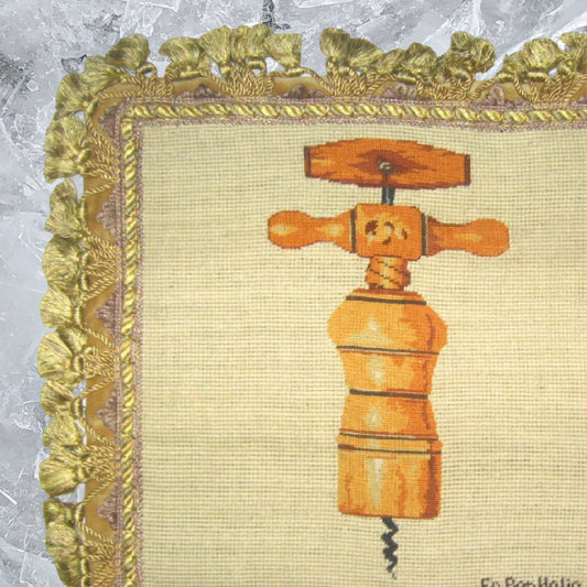 Handmade Wool Needlepoint Pillow Cover - Decorative Throw Cushion Cover - Vintage Floral Embroidery Design En Boy, Italia with 2 color tassel