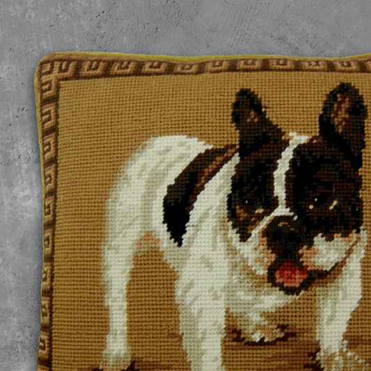 Handmade Wool Needlepoint Pillow Cover - Decorative Throw Cushion Cover - Vintage Floral Embroidery Design on Bulls eyes & nose rest grosspoint