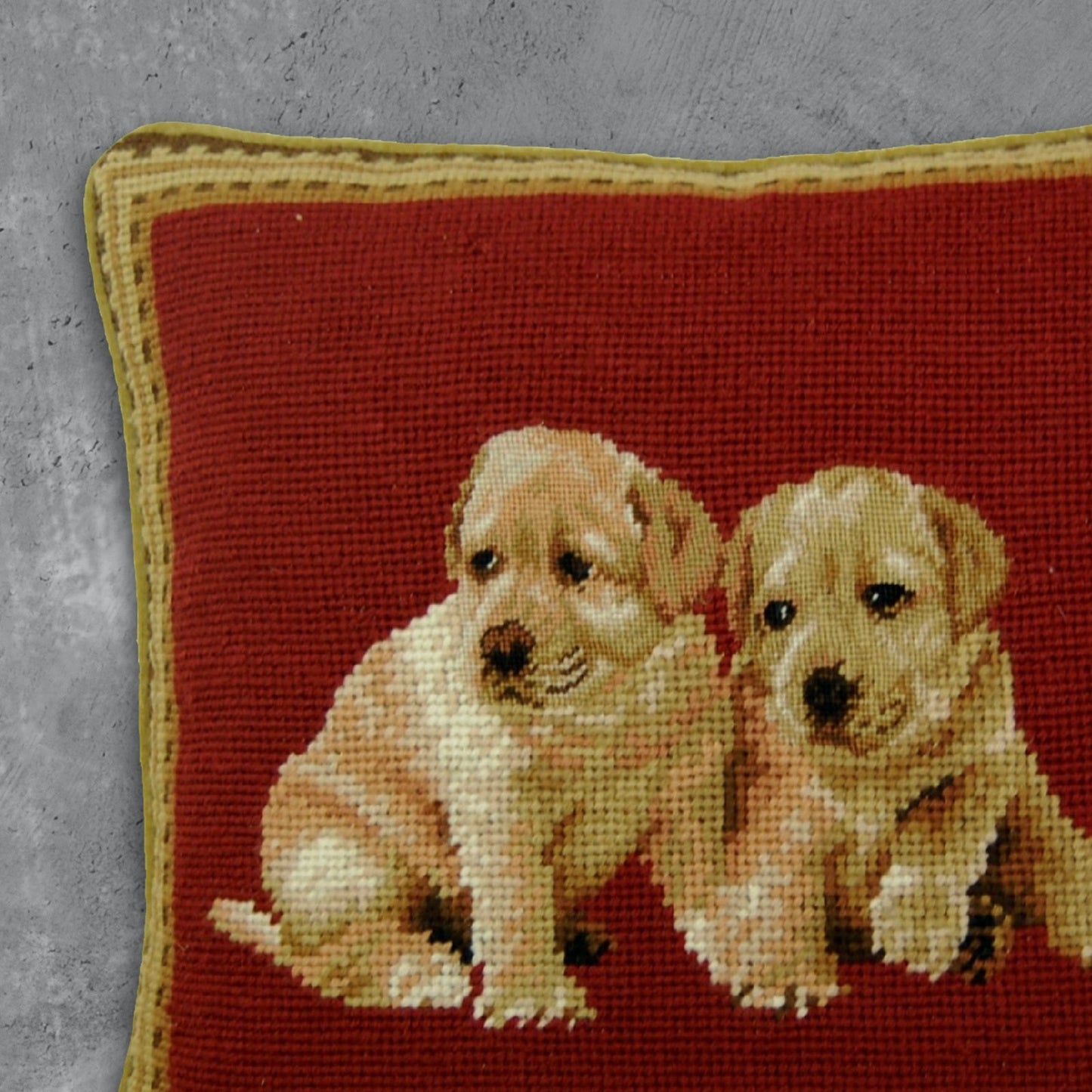 Handmade Wool Needlepoint Pillow Cover - Decorative Throw Cushion Cover - Vintage Floral Embroidery Design on 2 pappies head rest grosspoint