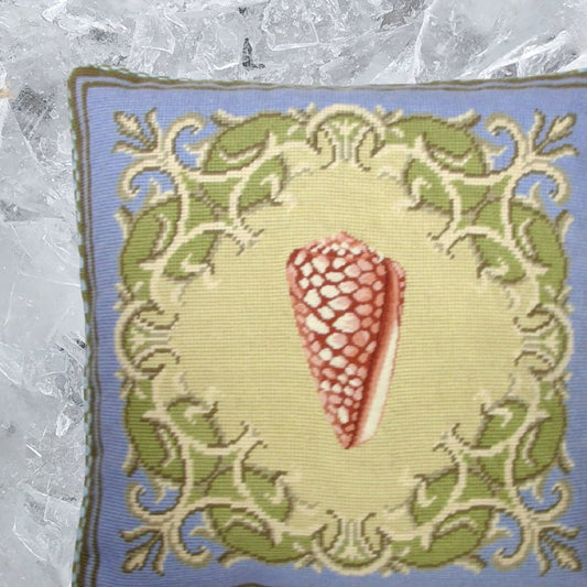 Handmade Wool Needlepoint Pillow Cover - Decorative Throw Cushion Cover - Vintage Floral Embroidery Design red shell with checker cording