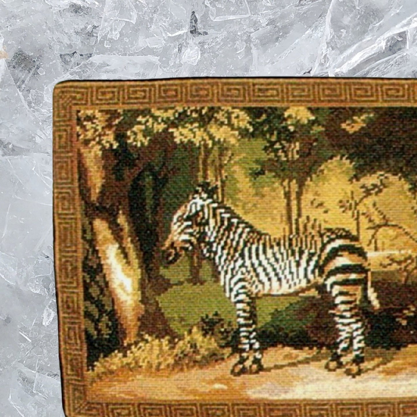 Handmade Wool Needlepoint Pillow Cover - Decorative Throw Cushion Cover - Vintage Floral Embroidery Design All Zebra