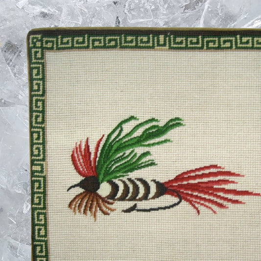 Handmade Wool Needlepoint Pillow Cover - Decorative Throw Cushion Cover - Vintage Floral Embroidery Design Fienst  red-green fish-hook
