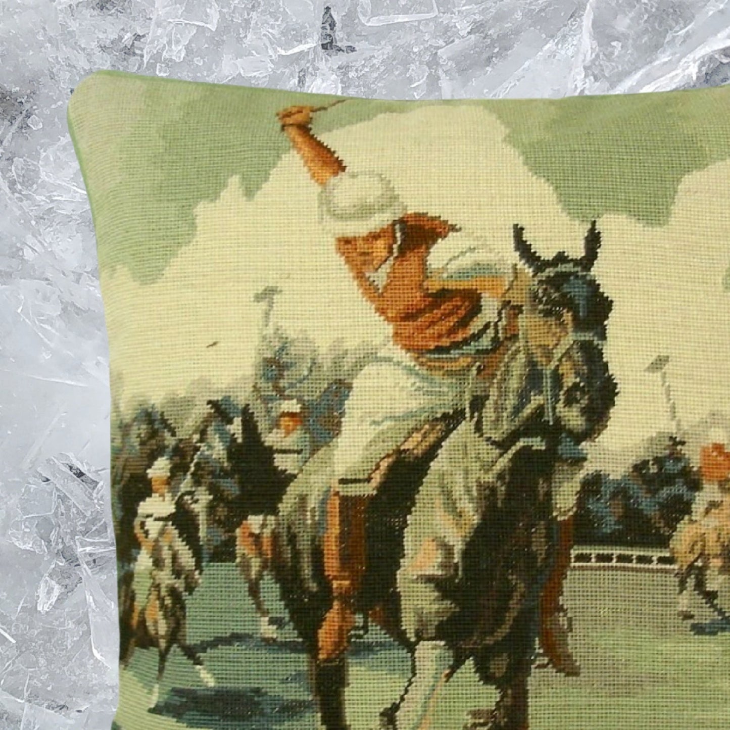 Handmade Wool Needlepoint Pillow Cover - Decorative Throw Cushion Cover - Vintage Floral Embroidery Design  polo