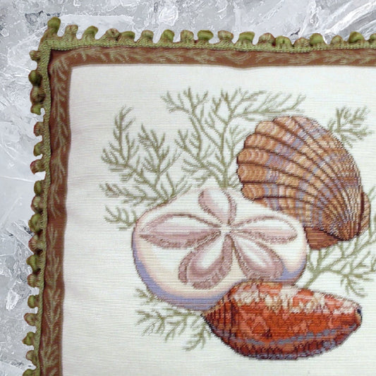 Handmade Wool Needlepoint Pillow Cover - Decorative Throw Cushion Cover - Vintage Floral Embroidery Design  Wendy Russells shell -4 with tassel