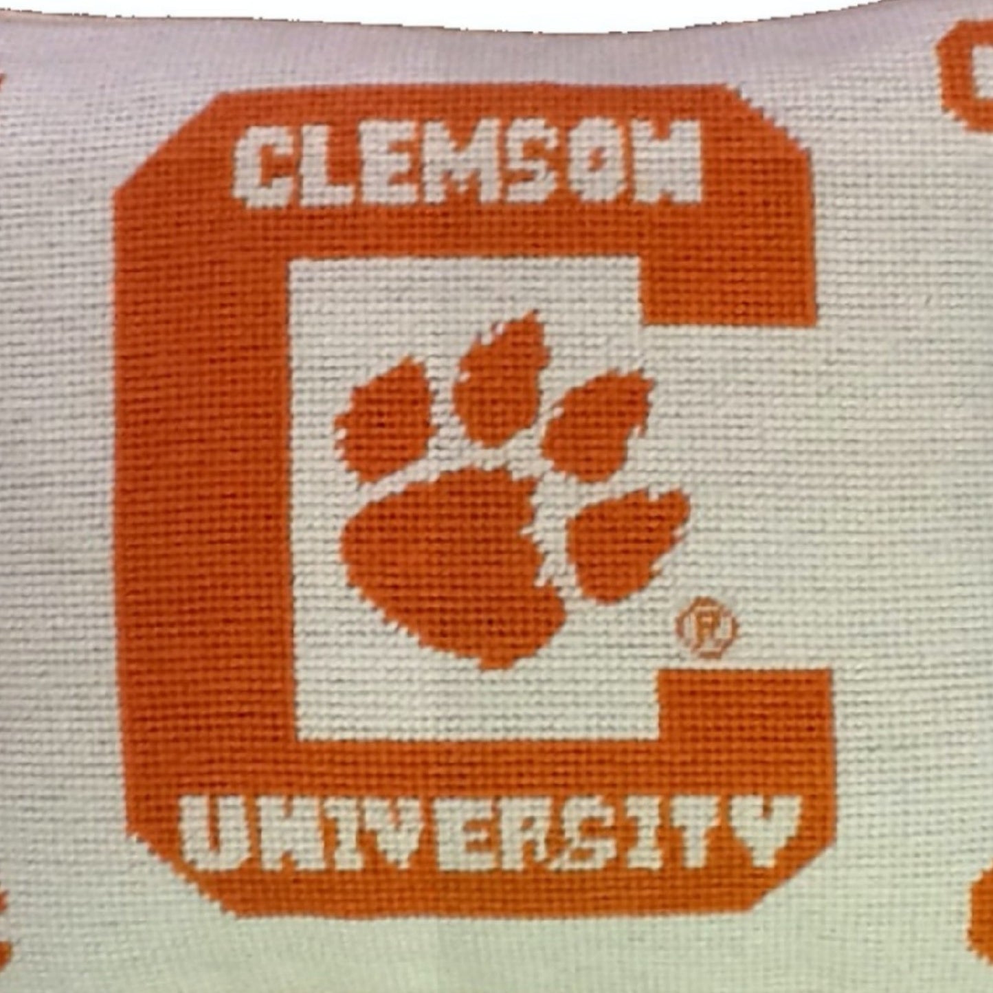 Handmade Wool Needlepoint Pillow Cover - Decorative Throw Cushion Cover - Vintage Floral Embroidery DesignClemson