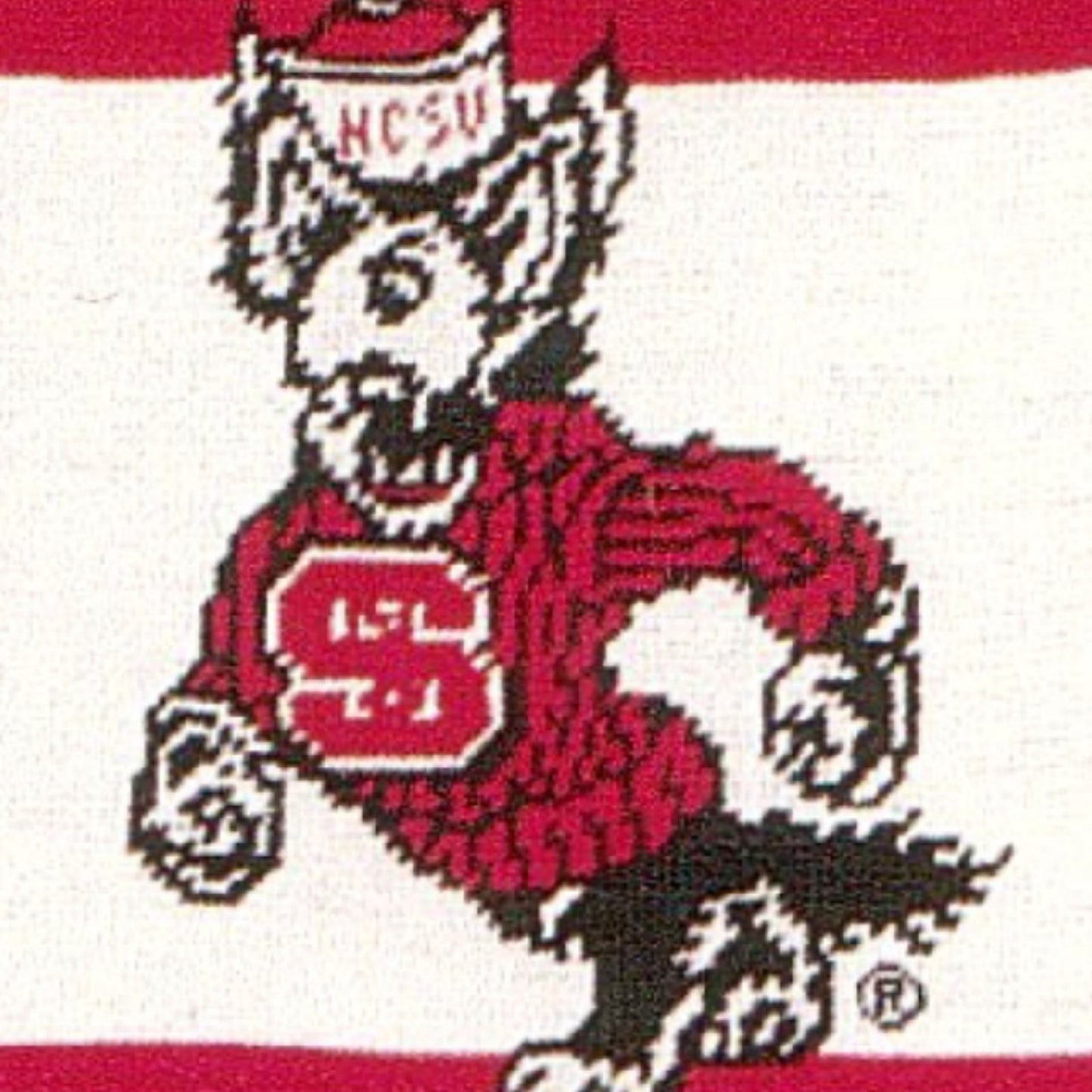 Handmade Wool Needlepoint Pillow Cover - Decorative Throw Cushion Cover - Vintage Floral Embroidery Design N C State University Red Wolf of NCSU