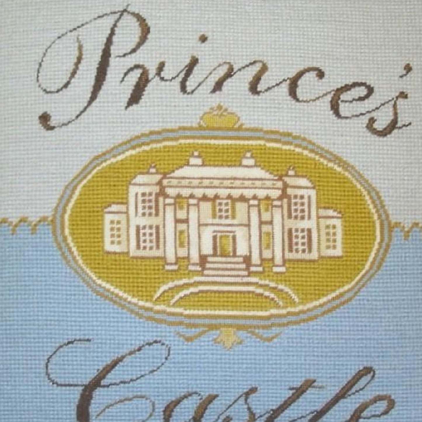 Handmade Wool Needlepoint Pillow Cover - Decorative Throw Cushion Cover - Vintage Floral Embroidery Design priceses castla with 2 color cording