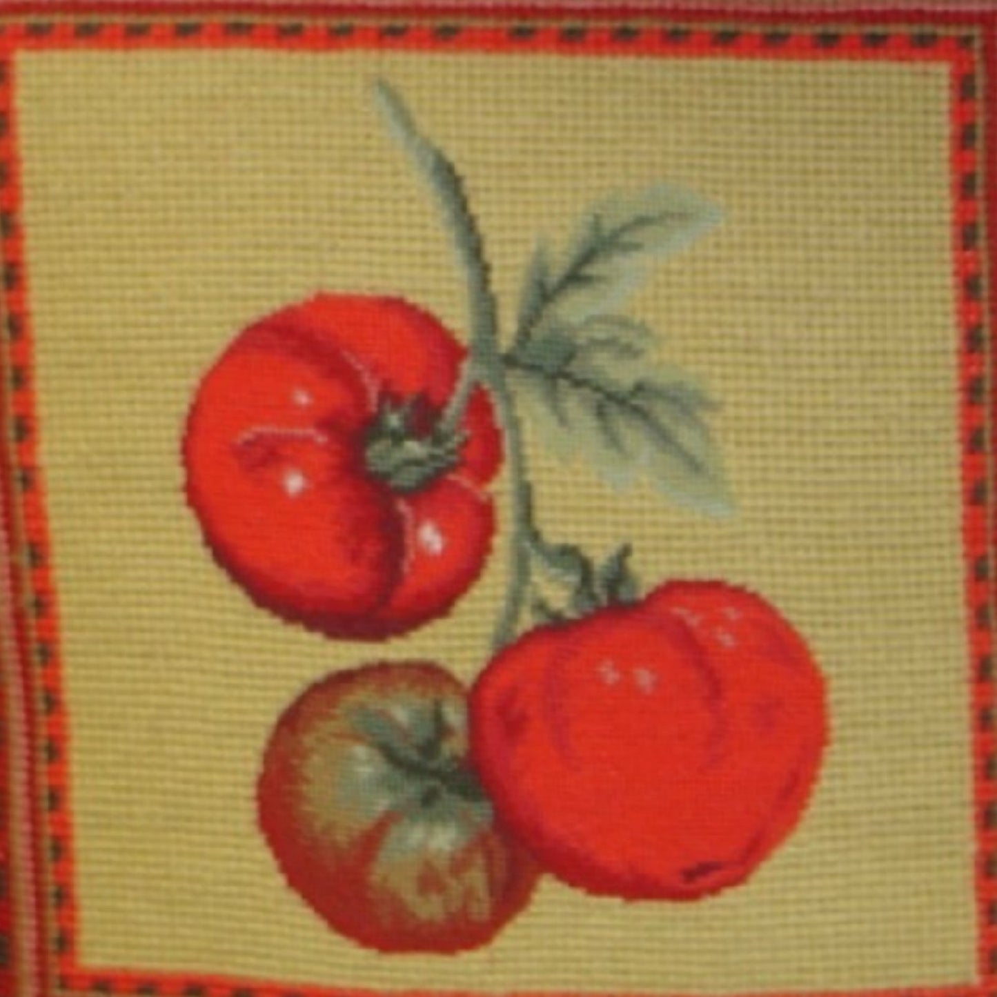 Handmade Wool Needlepoint Pillow Cover - Decorative Throw Cushion Cover - Vintage Floral Embroidery Design  background 3 color tassel