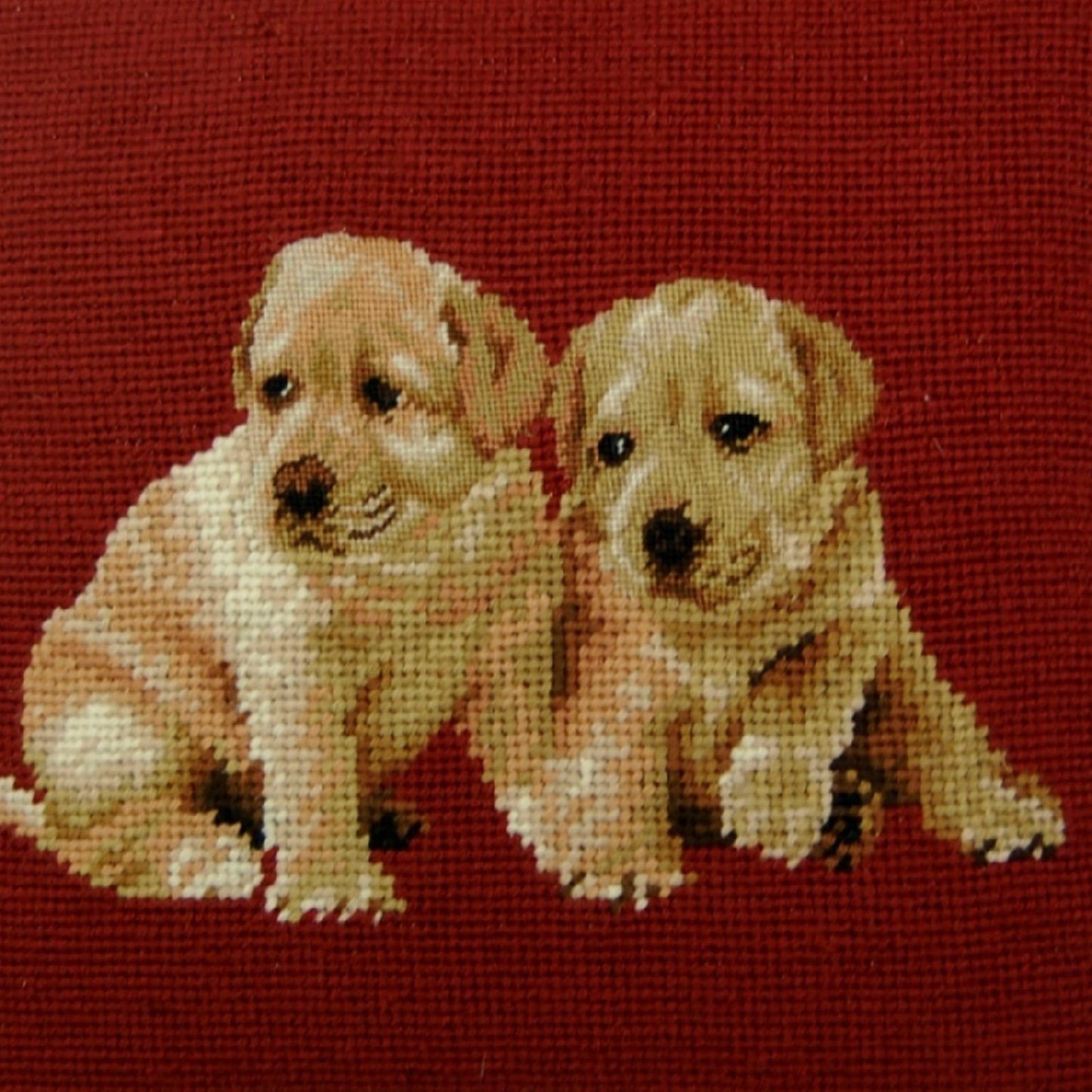 Handmade Wool Needlepoint Pillow Cover - Decorative Throw Cushion Cover - Vintage Floral Embroidery Design on 2 pappies head rest grosspoint