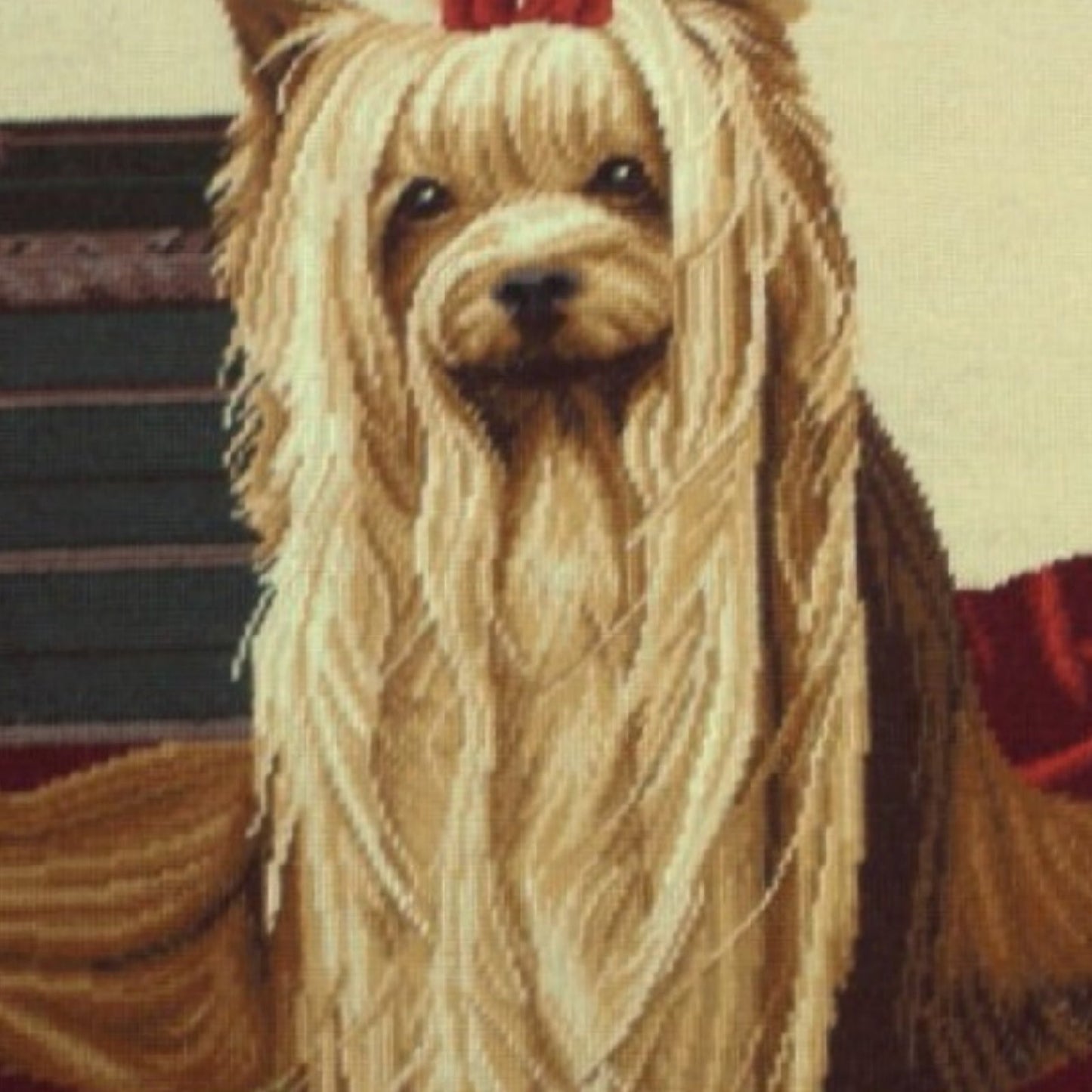 Handmade Wool Needlepoint Pillow Cover - Decorative Throw Cushion Cover - Vintage Floral Embroidery Design  Yoki-front with tassels