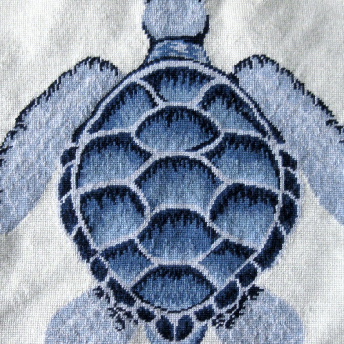 Handmade Wool Needlepoint Pillow Cover - Decorative Throw Cushion Cover - Vintage Floral Embroidery Design light blue sea turtle with cording