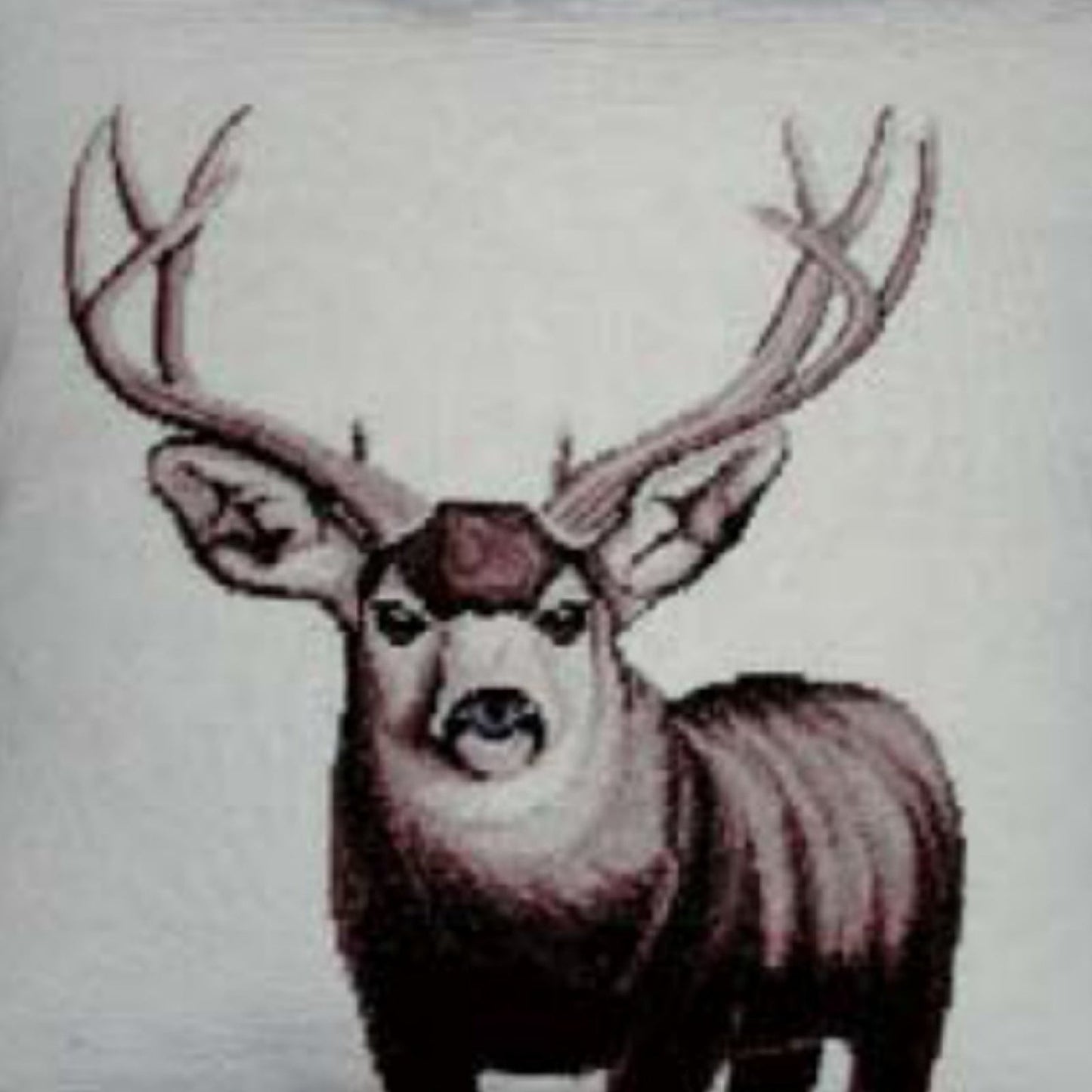 Handmade Wool Needlepoint Pillow Cover - Decorative Throw Cushion Cover - Vintage Floral Embroidery Design  Moose with 3 color cording