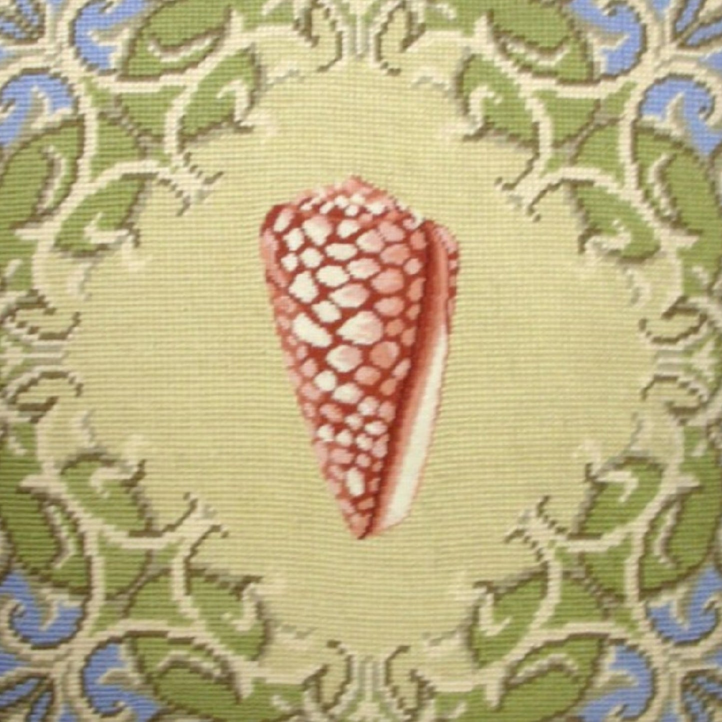 Handmade Wool Needlepoint Pillow Cover - Decorative Throw Cushion Cover - Vintage Floral Embroidery Design red shell with checker cording